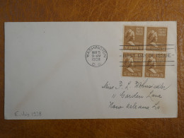 I 26 ETATS UNIS   BELLE LETTRE 1938 WASH. A NEW ORLEANS  +BLOC DE 4 TP +AFF. INTERESSANT++ - Lettres & Documents