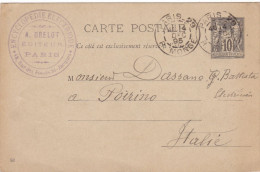 FRANCIA -  PARIS - INTERO POSTALE -VIAGGIATO - VG. PER ITALIA - 1895 - Otros & Sin Clasificación