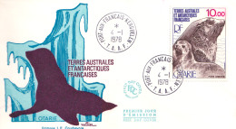 ARCTIC-ANTARCTIC, FRENCH S.A.T. AIR MAILS, 1978 FAUNA ON FDC - Antarctische Fauna