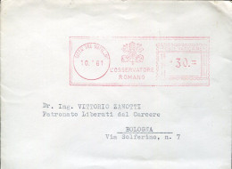 X0724 Vaticano, Red Meter Freistempel Ema, 1961 Osservatore Romano,  Circuled Cover As Scan - Franking Machines (EMA)