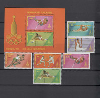 Togo 1980 Olympic Games Moscow, Athletics, Swimming, Fencing Set Of 6 + S/s MNH - Zomer 1980: Moskou