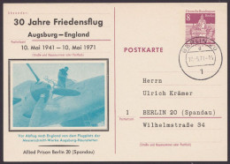 P76, Zudruck "30 Jahre Friedensflug", 1971, Pass. OSt. "Berlin" - Cartes Postales - Oblitérées