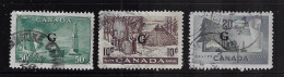 CANADA 1950  OFFICIAL STAMPS  SCOTT # O24,O26,O30  USED CV $5.90 - Sobrecargados