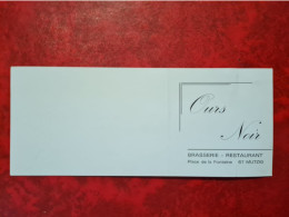 Carte De Visite MUTZIG BRASSERIE RESTAURANT OURS NOIR - Visiting Cards