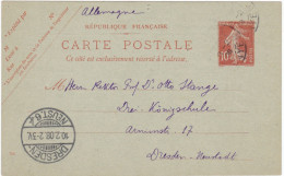 FRANCIA - INTERO POSTALE - VIAGGIATO - VIAGGIATO - 1908 - Other & Unclassified