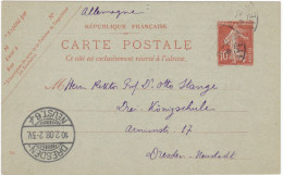 FRANCIA - INTERO POSTALE - VIAGGIATO - VIAGGIATO - 1908 - Otros & Sin Clasificación