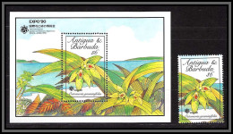 81047b Antigua Barbuda Mi 160 + Timbre Octomeria Orchidées Orchids ** MNH Flowers Fleurs 1990 Expo 90 Osaka Japan - Orchideeën