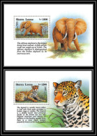 80994 Sierra Leone MI N°227/228 Elephant Leopard Panthera Pardus Non Dentelé Imperf ** MNH Animaux Animals 1993 - Other & Unclassified