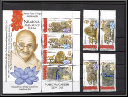 81616b Niuafoʻou Tonga 2015 Mi 37 603/606 Mahatma Gandhi Inde India Animals Flowers Elephant Lion Rhinoceros Paon ** MNH - Peacocks