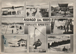 ASIAGO VEDUTINE IMPIANTI SPORTIVI BOLLO £ 15 ANNO 1958? VIAGGIATA ANIMATA - Vicenza