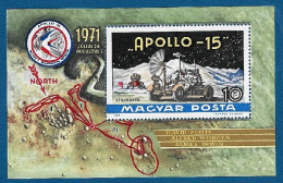 UNGHERIA - 1972 - BF NUOVO STL DA 10 Fo. DEDICATO ALLA MISSIONE APOLLO 15 - IN  OTTIME CONDIZIONI. - Blocks & Sheetlets