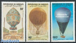 Djibouti 1983 Aviation Bi-centenary 3v, Mint NH, Transport - Balloons - Luchtballons