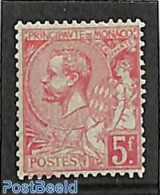Monaco 1891 5F, Stamp Out Of Set, Unused (hinged) - Ongebruikt