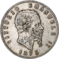 Italie, Vittorio Emanuele II, 5 Lire, 1875, Milan, Argent, TB+, KM:8.3 - 1861-1878 : Victor Emmanuel II.