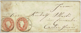 Oesterreich 1861, Briefumschlag Feldkirch - Ennenda (Schweiz), Via Bahnpost Chur - St. Gallen - Lettres & Documents