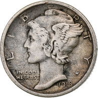 États-Unis, Dime, Mercury, 1918, Denver, Argent, TTB, KM:140 - 1916-1945: Mercury