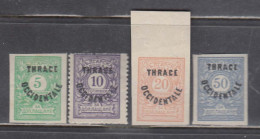 Thrace 1920 - Porto, Marken Mit Aufdruck "Thrace Occidentale", Mi-nr. Porto 4, 5A, 6, 7, MNH - Thrace