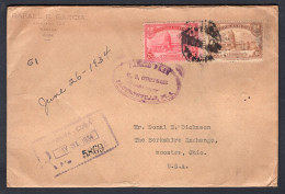 CUBA 1934 Registered Cover To USA. Customs Stamp At Jacksonville Florida (p96) - Cartas & Documentos