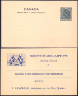 A42 169 Canada Carte Postale George VI 1c Vert Société St-Jean Baptiste - 1903-1954 Kings