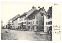 BÜLACH: Belebte Häuserzeile Mit Gasthaus Zum Goldenen Kopf ~1900 - Bülach