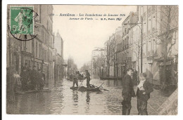 92 - ASNIERES SUR SEINE - Crue De La Seine - Janvier 1910  -  Avenue De Paris - Barque D' Evacuation - Asnieres Sur Seine