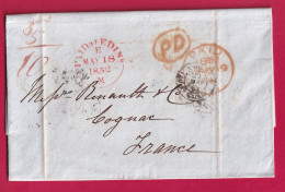 CAD PAID EDIMBOURG ESCOSSE SCOTLAND 1852 POUR COGNAC CHARENTE FRANCE LETTRE - ...-1840 Préphilatélie