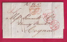 CAD PAID GLASGOW ESCOSSE SCOTLAND 1841 POUR COGNAC CHARENTE FRANCE LETTRE - ...-1840 Prephilately