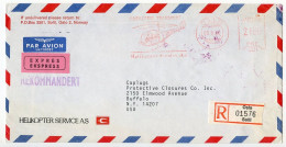 Norway 1982 Registered Air Special Delivery Cover; Oslo To Buffalo, NY; 21ø. Meter With Helicopter / Helikopter Slogan - Cartas & Documentos