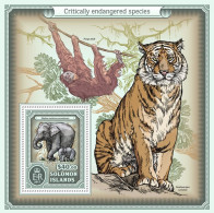 Solomon Is - 2017 - Endangered Species: Elephants, Monkey And Tiger - Yv Bf 625 - Eléphants
