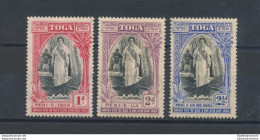 1938 TONGA -  SG 71/73 - 20° Anniversary Of Queen Salote's , 3 Val , MLH* - Other & Unclassified