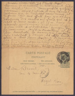 EP CP Avec Partie 'réponse' 5c Vert-gris (type N°56) Càd BRUGES (STATION) /22 OCTO 1898 Pour HEYST S/mer (aller) + Càd H - Cartes Avec Réponse Payée