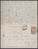 EP CP Avec Partie 'réponse' 10c Rouge-brun (type N°57) Càd BRUGES (STATION) /21 AVRIL 1901 Pour MEZIERES France (aller)  - Cartes Avec Réponse Payée