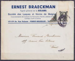 Env. "Laques Et Vernis Solabel - E. Braeckman" Affr. N°480 + Demi N°571 (coupé Pour Faire L'appoint) Man. "à Défaut De 2 - 1936-1957 Collar Abierto