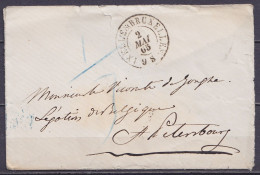 Env. Càd IXELLES (BRUXELLES) /2 MAI 1865 Pour Vicomte De Jonghe Légation De Belgique à ST-PETERSBOURG (Russie) Port "1"/ - 1865-1866 Profile Left
