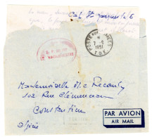 RARE CACHET VAGUEMESTRE SP 80197 GUERRE INDOCHINE ENV+LAC 1951 DATEE CAF ST JACQUES POSTE AUX ARMEES TOE EXP SP 52352 5° - Guerra De Indochina/Vietnam