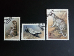 SOWJETUNION MI-NR. 5711-5713 GESTEMPELT(USED) GESCHÜTZTE TIERE 1987 MURMELTIER DACHS IRBIS - Oblitérés