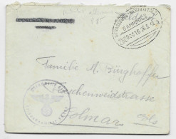 ALSACE LETTRE BRIEF FELPOST AMBULANT STRASSBURG WORTH PFALZ BAHNPOST 26.5.1942 TO COLMAR ALSACE + AIGLE NAZI - Bahnpost