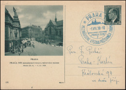 Bildpostkarte P 72/131 Ausstellung PRAG 1938 Mit Passendem SSt PRAHA 1.7.1938 - Exposiciones Filatélicas