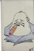 PORTRAIT HOMME  AVEC UN CIGARE   -   PASTEL SUR CARTE POSTALE  -   SIGNE HB 1995 - Pastel