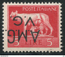 AMG. VG. - Lire 5 Soprastampa Capovolta E Spostata - Mint/hinged