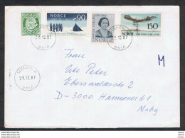 NORWAY: 1987 COVERT WITH:  90 Ore + 150 Ore + 20 Ore + 90 Ore - TO GERMANY - Covers & Documents