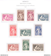 1941 MONACO - Pro Opere Di Beneficenza , 10 Val , N°215-24 , MNH** - Altri & Non Classificati