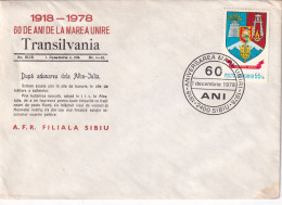 A24783 - 60 De Ani De La Marea Unire 1918 Transilvania 1978 Cover Romania - Covers & Documents