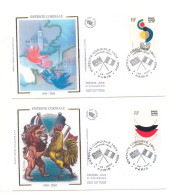 France Entente Cordiale FDC Soie 2004 Emission Commune GB Royaume Uni - France UK Joint Issue - Emissions Communes