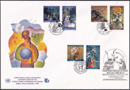 UNO NEW YORK - WIEN - GENF 1995 TRIO-FDC Vierte Weltfrauenkonferenz + Stempel Beijing - New York/Geneva/Vienna Joint Issues