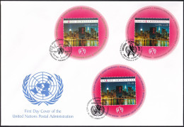 UNO NEW YORK - WIEN - GENF 2002 TRIO-FDC UNAIDS Bewusstsein - Emisiones Comunes New York/Ginebra/Vienna