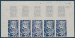 TUNISIE Bande 5 Haut De Feuille Essais De Couleurs De Bleus 1954 N°386 18 FR " Effigie De Sidi Lamine Pacha BEY " TTB - Posta Aerea