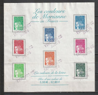 Bloc Les Couleurs De Marianne En Francs Bf42 De 2001 Oblitération Griffe Horizontale - Used