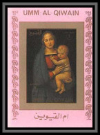 0112e Umm Al Qiwain Deluxe Blocs ** MNH Mi 1172 Virgin And Child Christ Peinture Tableaux Paintings Non Dentelé Imperf  - Religious