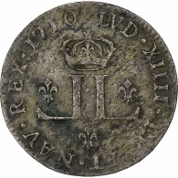 France, Louis XIV, XXX Deniers Aux 2 L Couronnés, 1710, Lyon, Billon, TTB+ - 1643-1715 Lodewijk XIV De Zonnekoning